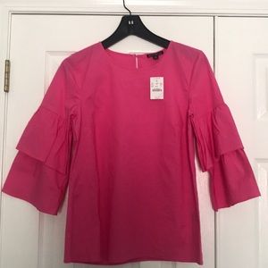 J. Crew Hot Pink Ruffle Sleeve Top
